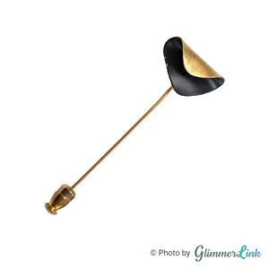 Vintage Napier Two Tone Fold Over Wave Gold Tone Stick Pin